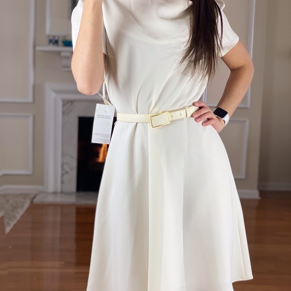 NWT Tahari ASL Cream Fit & Flare Dress, 6P